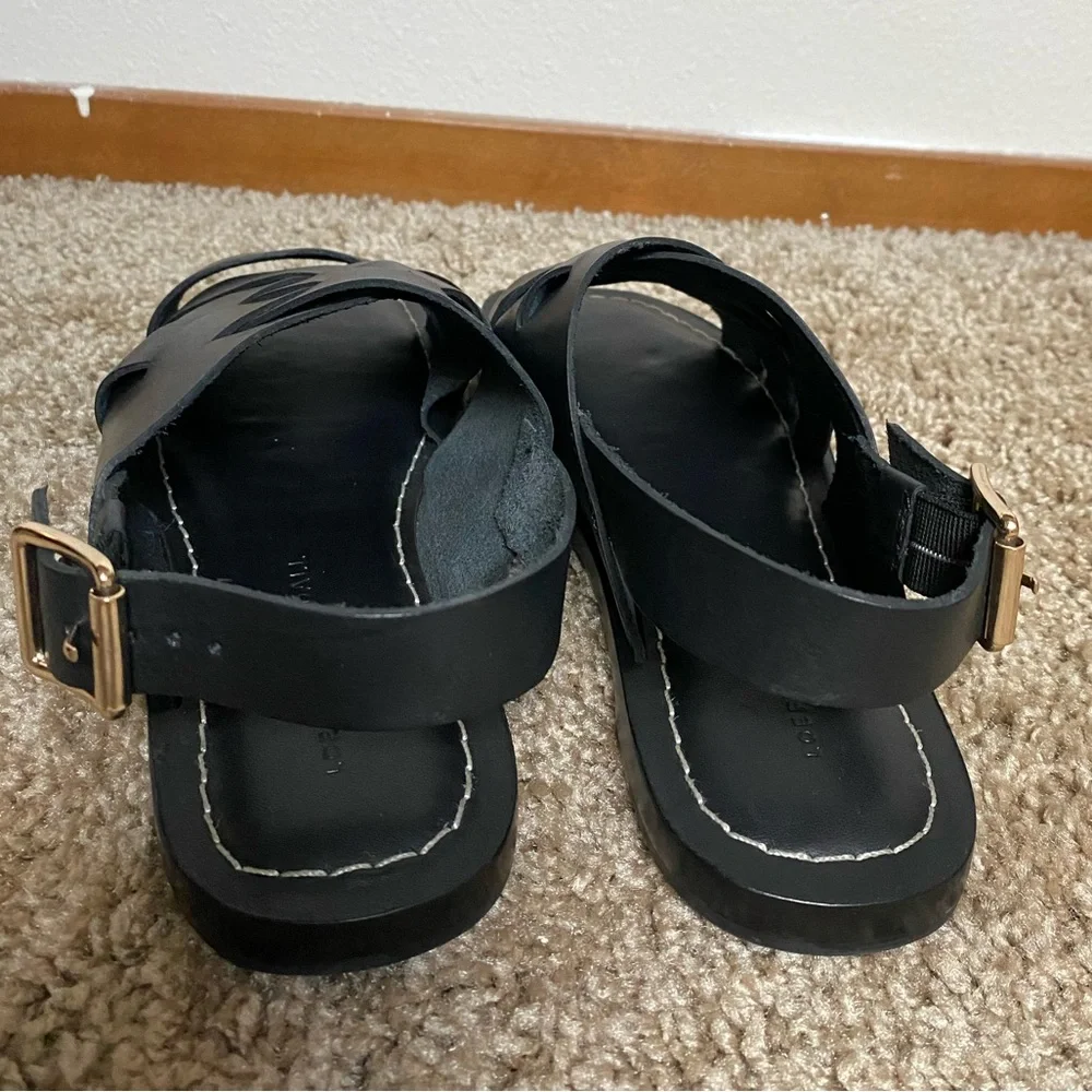 EUC Loeffler Randall Black Grayson Braided Leather Flat Sandals (Size: 7 1/2) - Picture 6 of 10